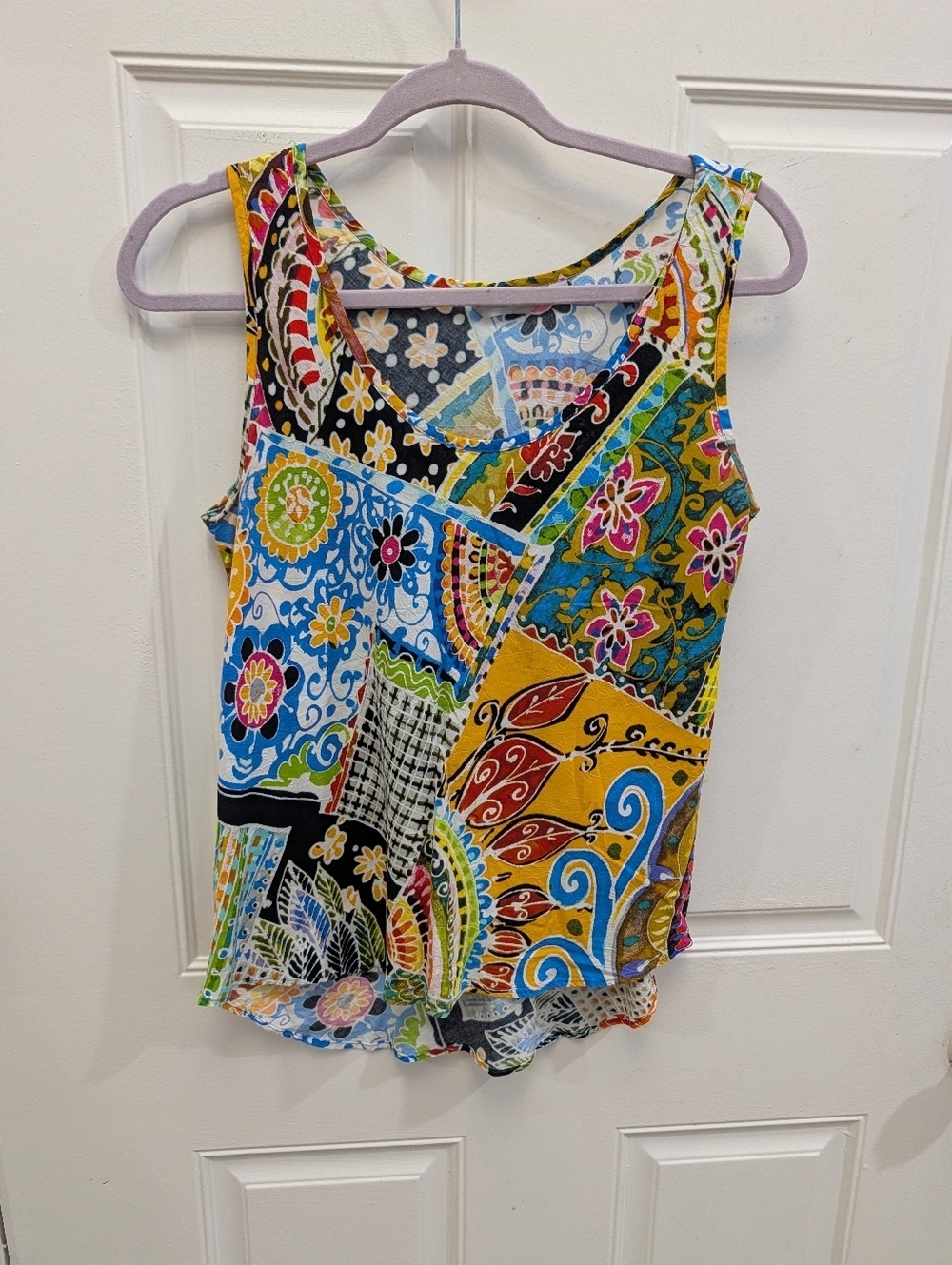 Jams World Multicolor Patchwork Tank Top - Yellow, Blue, Green, Black